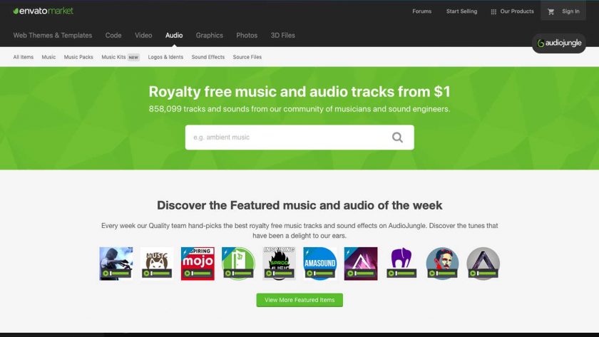 Audio Jungle royalty free music site