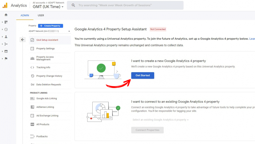 Creating a new Google Analytics 4 property using the GA4 Setup Assistant
