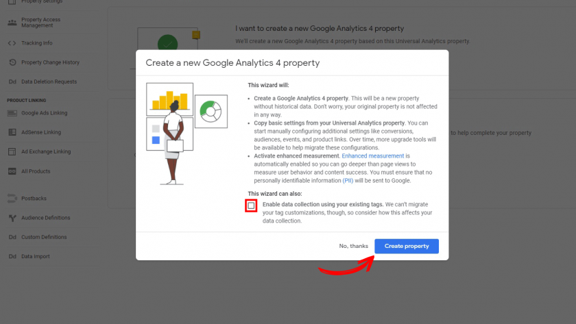 Connecting a new Google Analytics 4 property to a Universal Analytics property using the GA4 Setup Assistant