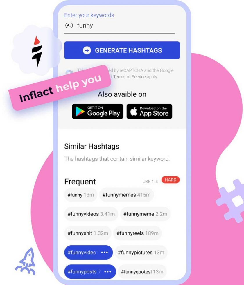 Inflact Instagram hashtag generating tool