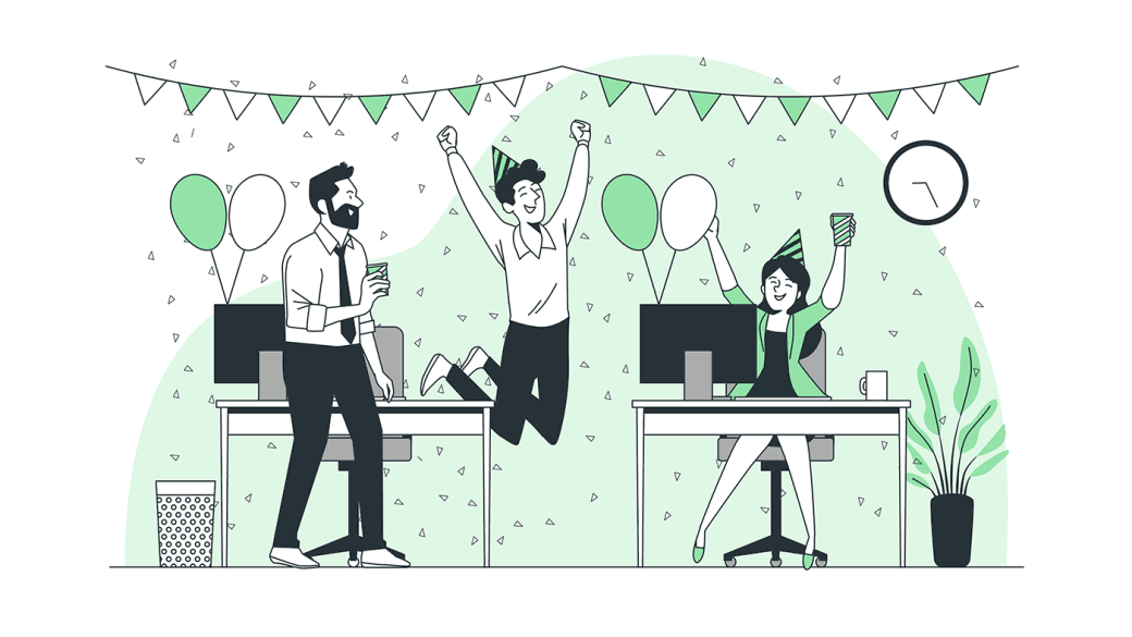 Illustration showing a happy workplace