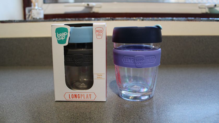KeepCup 12oz Reusable Coffee Cup. Toughened Glass Cup & Natural