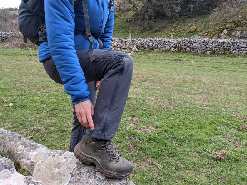 The Maier Sports NATA trousers also feature a velcro strap at the ankle and a half-leg length side zip