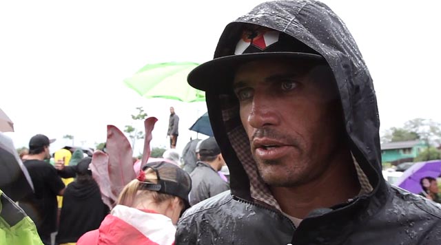 11-time world champion Kelly Slater at the march. Screen shot from 'Pro Surfers vs GMOs'.