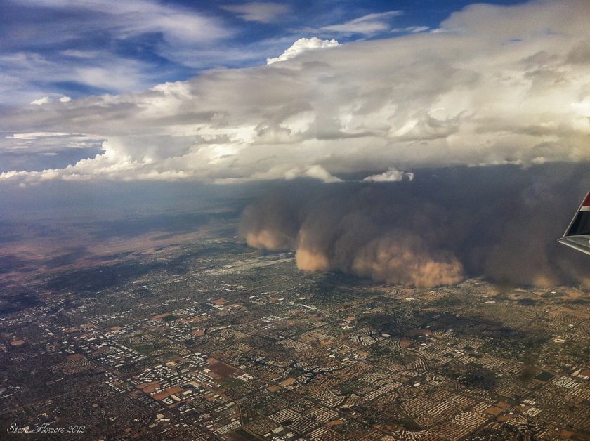 This is another image of the Phoenix haboob, taken from an plane. Photo via Flickr.
