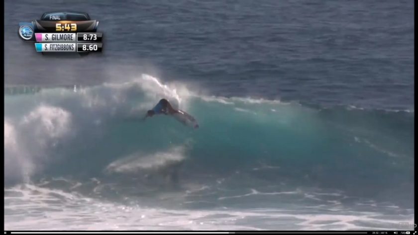 Sally Fitzgibbons on her 3.0 winning ride. Screenshot from ASP.