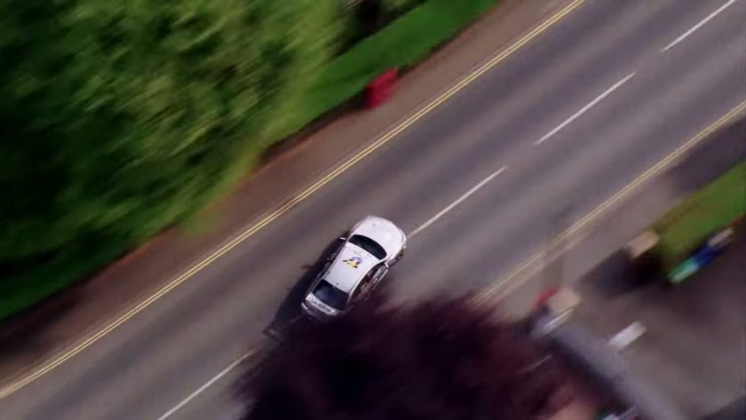 The Subaru WRX STI losing control through Bray Hill back in 2011. Screen grab from video.