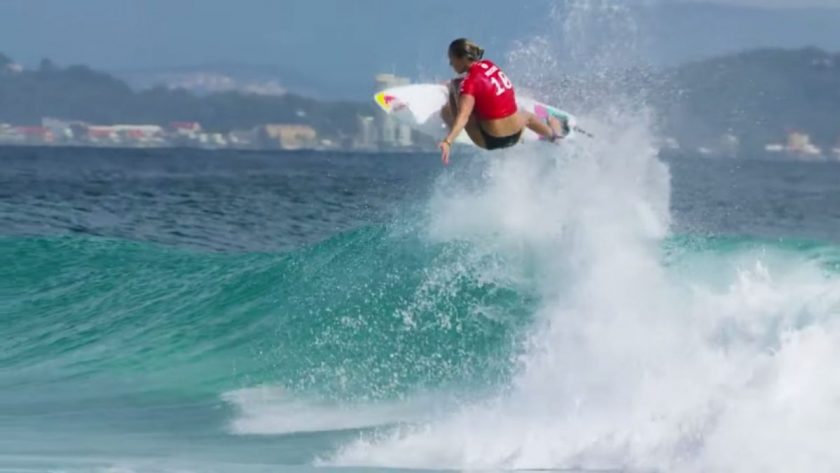 Carissa Moore put on a clinic at Snapper Rocks to claim victory over Stephanie Gilmore at the Roxy Pro. Photo: screen grab from video.