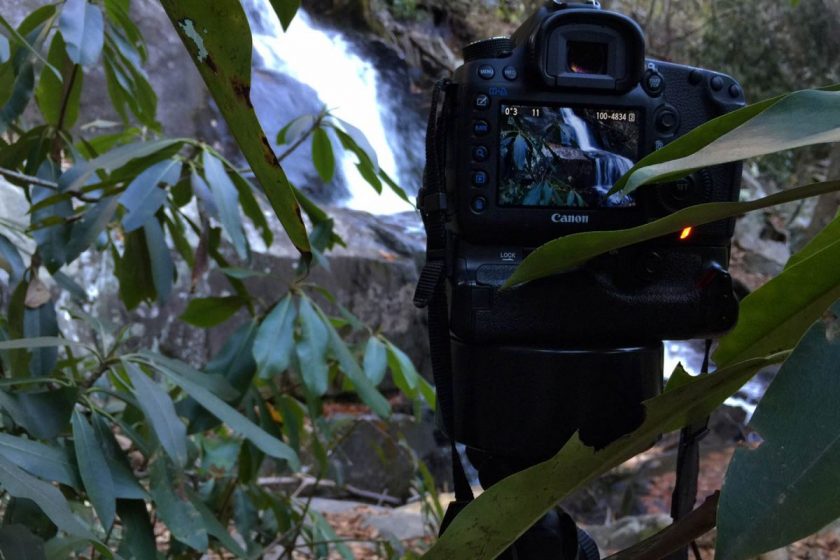 Shooting a waterfall with a Canon 5D Mark III in Smoky Mountain National Park. Photo from MTJP.