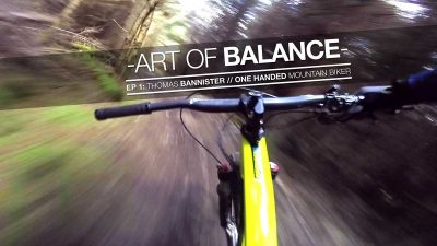A mountain bike image showcasing the art of balance.