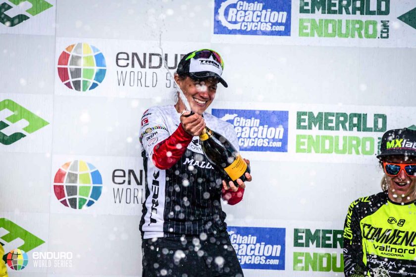 Tracy Moseley was supreme on track — winning six out of the seven stages. Photo from Enduro World Series/Matt Wragg (PinkBike).