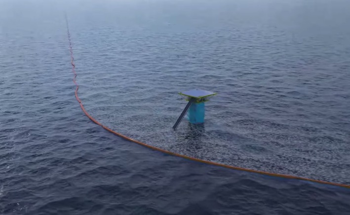 A projection of what this system will look like. Photo: YouTube/TheOceanCleanUp