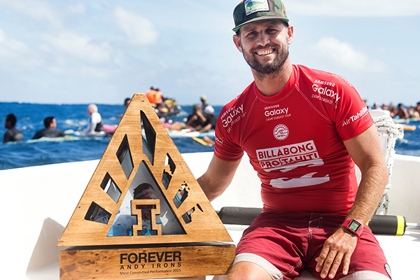 C.J. Hobgood was awarded the Andy Irons Most Committed Performance Award. Photo: WSL / Kelly Cestari