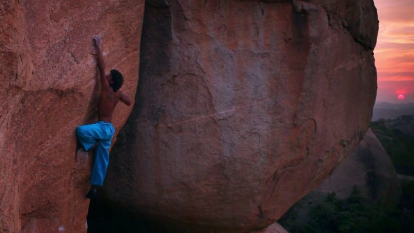 Jerry climbing 'Cosmic Crimp'