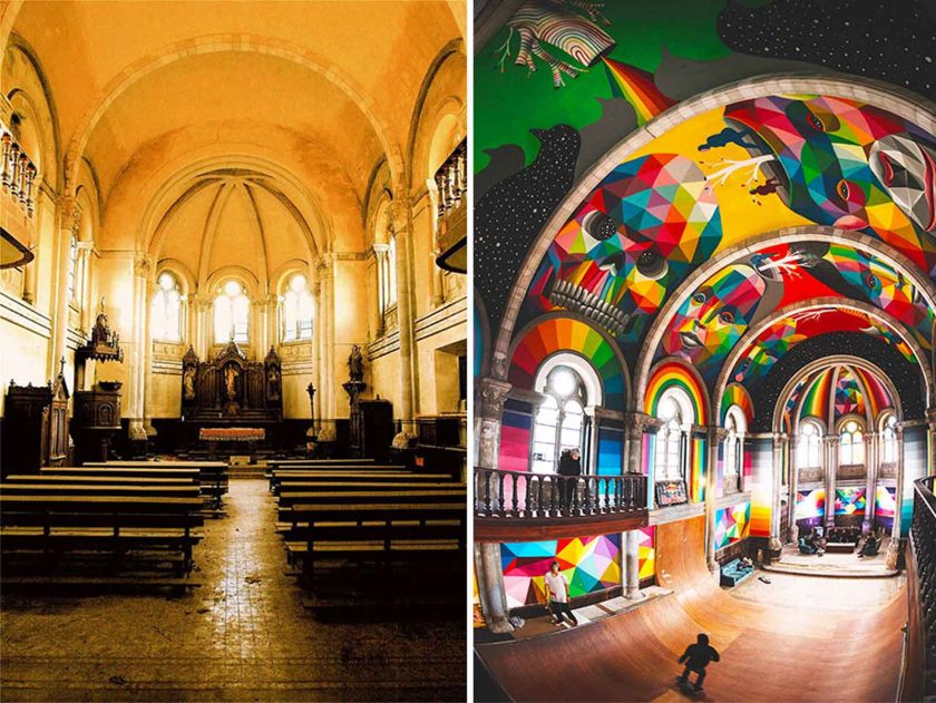 Left: before - Right: after. Photo: La Iglesia Skate/Facebook, Luis Vidales/Red Bull Content Pool