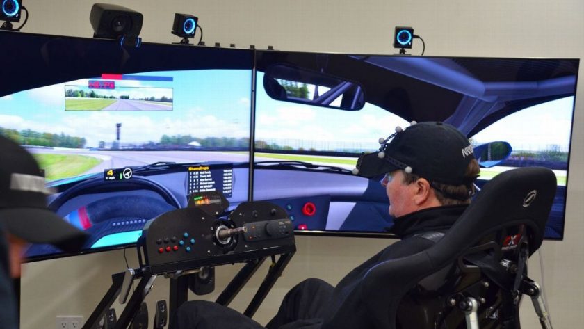 Sam Schmidt sits in the cockpit of a virtual race car made possible by Arrow Electronics, CXC Simulations and iRacing.com. Photo: Courtesy Tim Considine Via ESPN