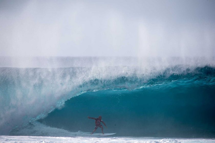 Kelly Slater in the pit, Volcom Pro Pipe 2016. Photo: WSL