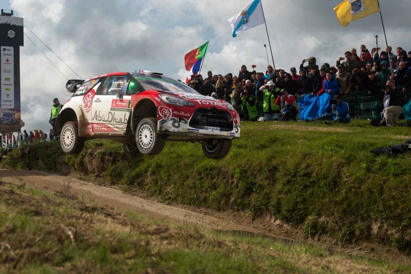 Kris Meeke's Citroen in mid air. Photo: Jaanus Ree/Red Bull Content Pool