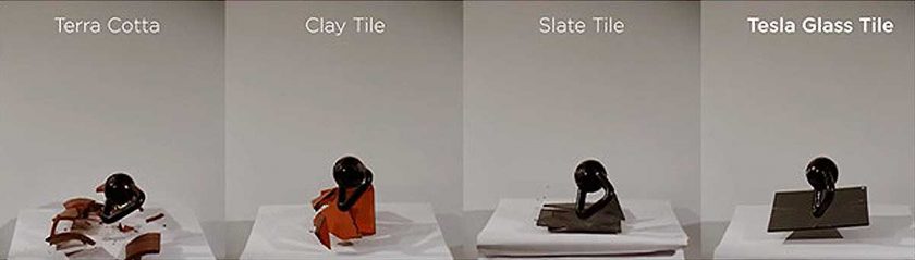 The impact of a kettlebell being dropped onto each different material tile. Photo: Tesla