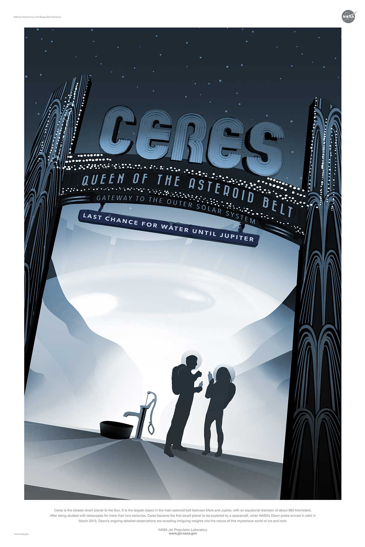 NASA poster promoting space travel to Ceres