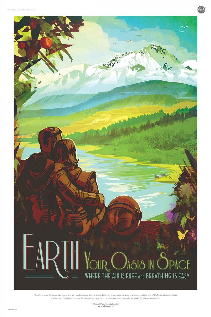 NASA poster promoting space travel to Earth