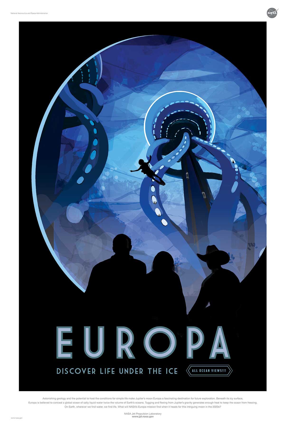NASA poster promoting space travel to Europa