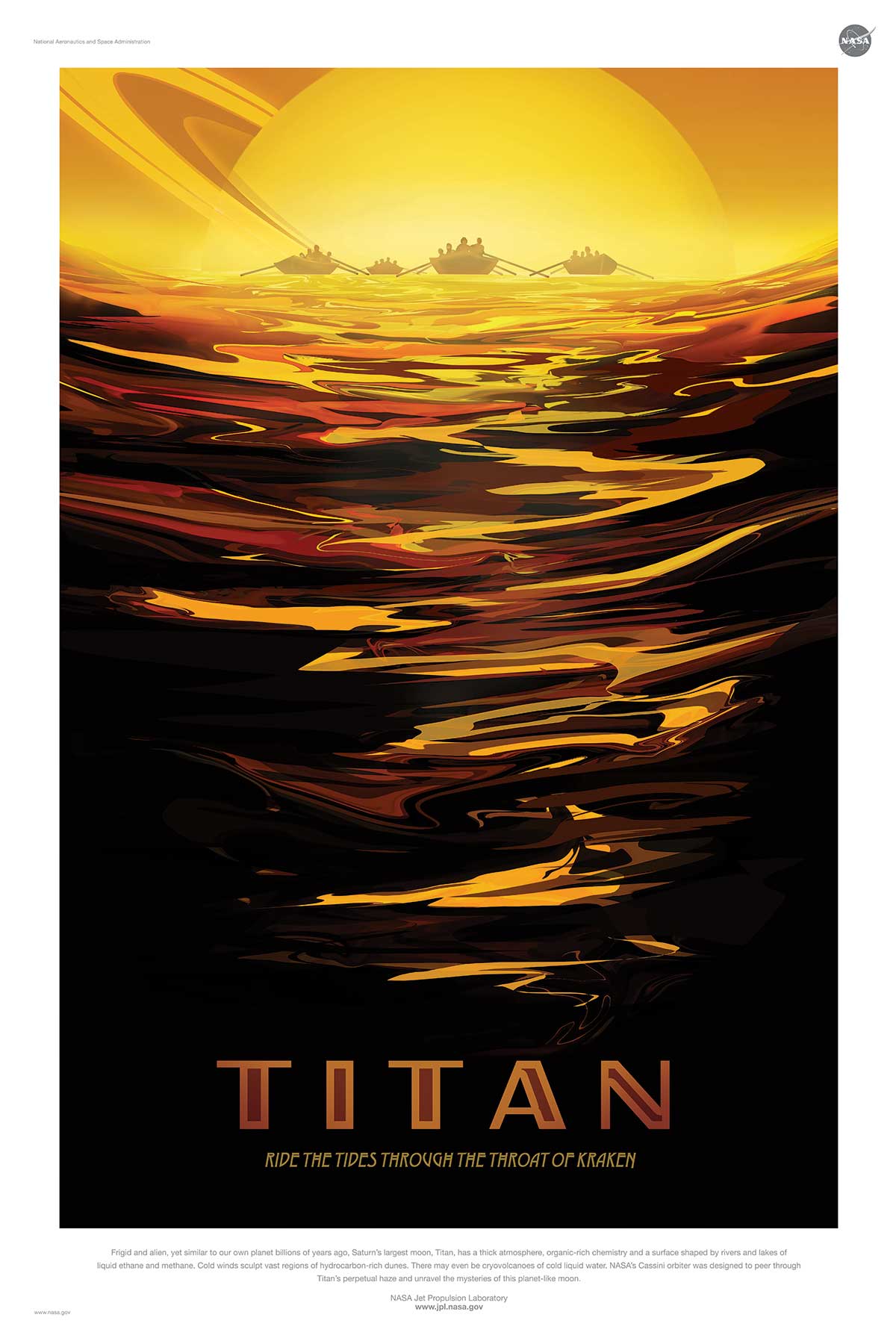 NASA poster promoting space travel to Titan