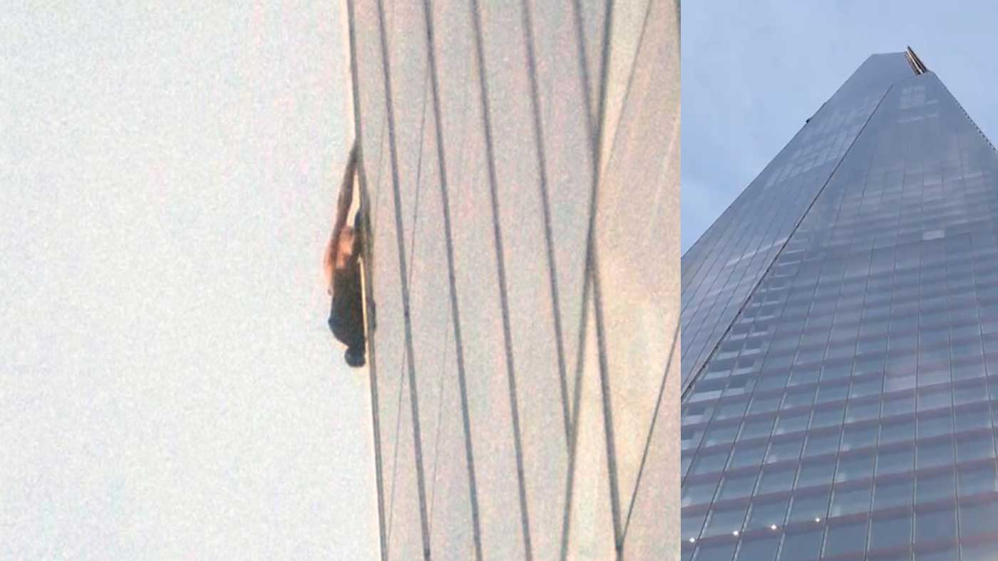 Shard climber video Climber spotted freesoloing London's tallest building