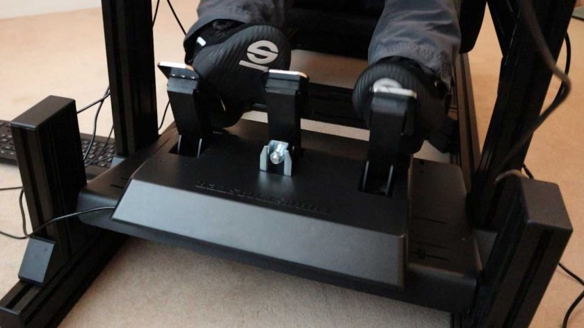 Thrustmaster T3PA pedals mounted on the Sim-Lab GT1 Evo cockpit