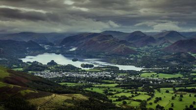 Keswick town and Derwentwater lake in the Lake District