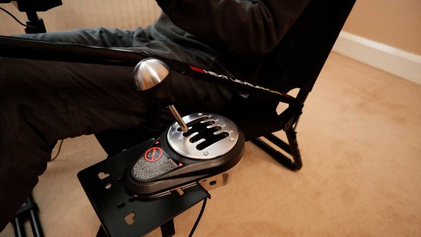 Thrustmaster TH8A shifter mounted on the Next Level Racing GT Lite