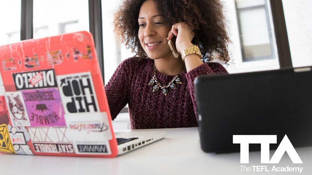 Woman being interviewed for a job via video call
