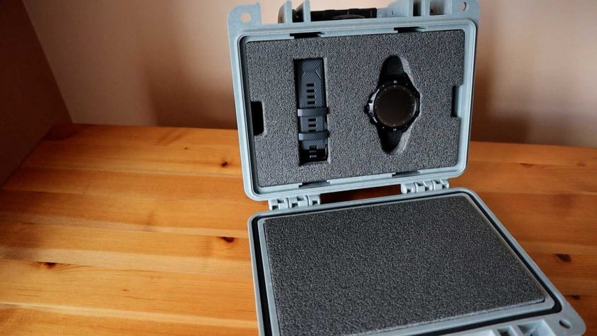 Coros Vertix packed in its flight case