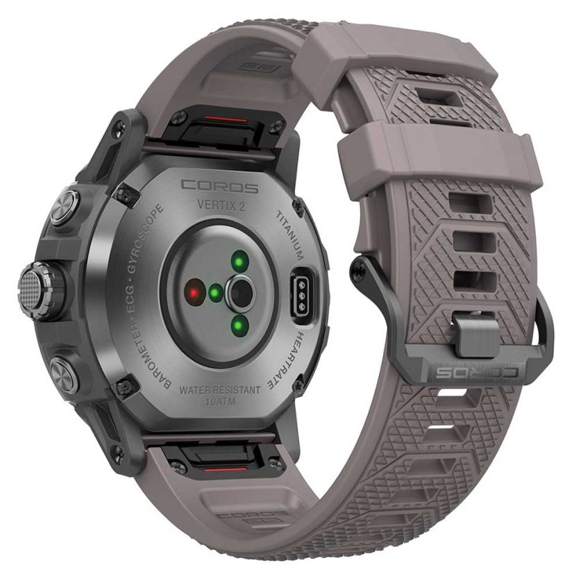 Back of the COROS VERTIX 2 in obsidian
