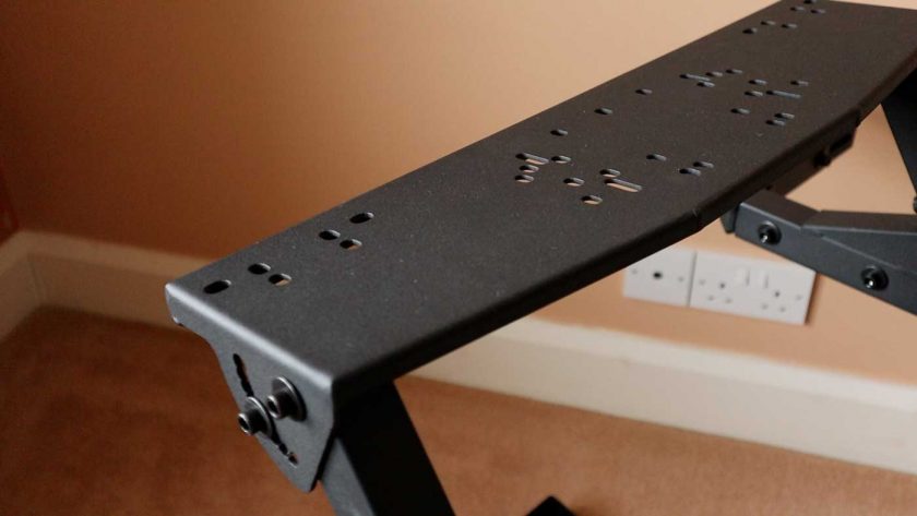 Mounting hole pattern of the wheel deck on the Next Level Racing Wheel Stand 2.0