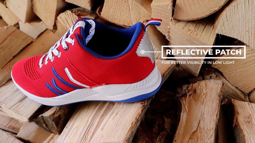 Reflective patch on the heel counter of the Relance RL-01 running shoe