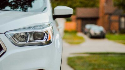 New car parked on driveway