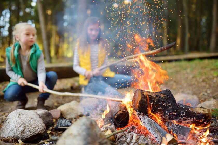 Toasting marshmellows safely on a campfire