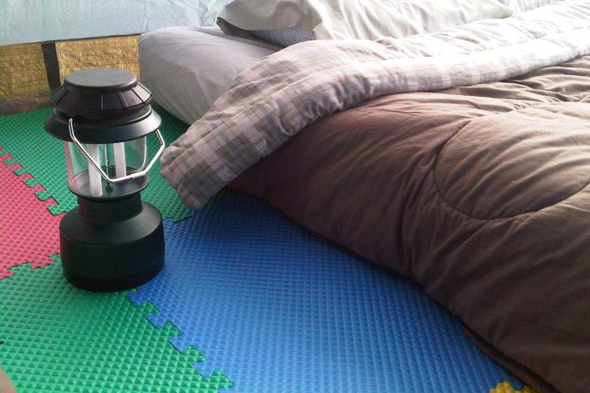 Camping hack 6: Use foam floor tiles for extra comfort