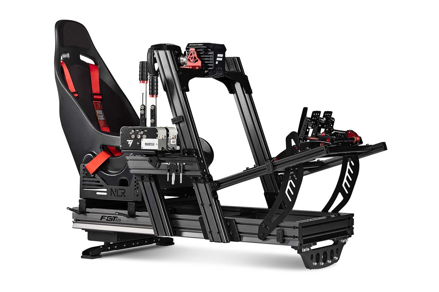 Next Level Racing Motion Plus platform installed on the F-GT Elite