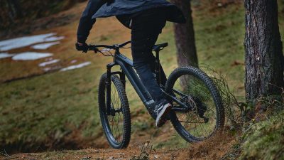 Black full suspension e-bike
