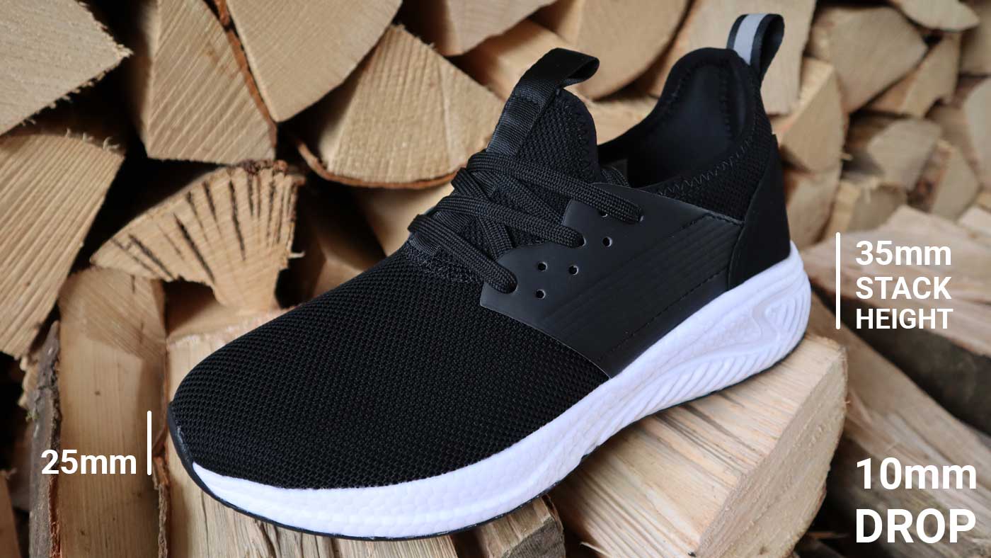 The Loom Footwear waterproof shoe has a 35mm stack height and 10mm heel-to-toe drop