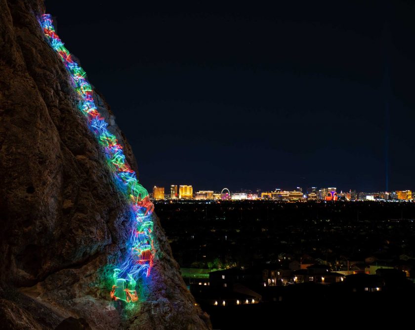 A long exposure climbing photo called ‘City of Lights’ by Luke Rasmussen
