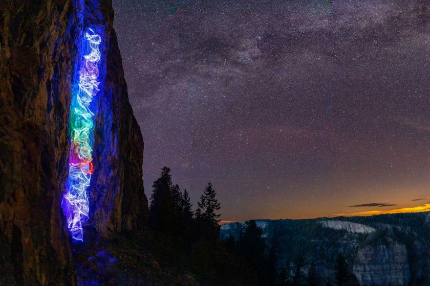 A long exposure climbing photo called ‘Fixin to Live left’ by Luke Rasmussen