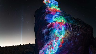 A long exposure climbing photo called ‘Orion’s belt’ by Luke Rasmussen