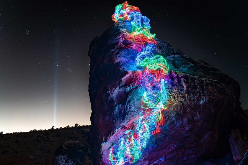 A long exposure climbing photo called ‘Orion’s belt’ by Luke Rasmussen