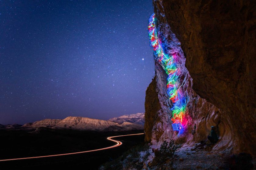 A long exposure climbing photo called ‘Road to Pahrump’ by Luke Rasmussen