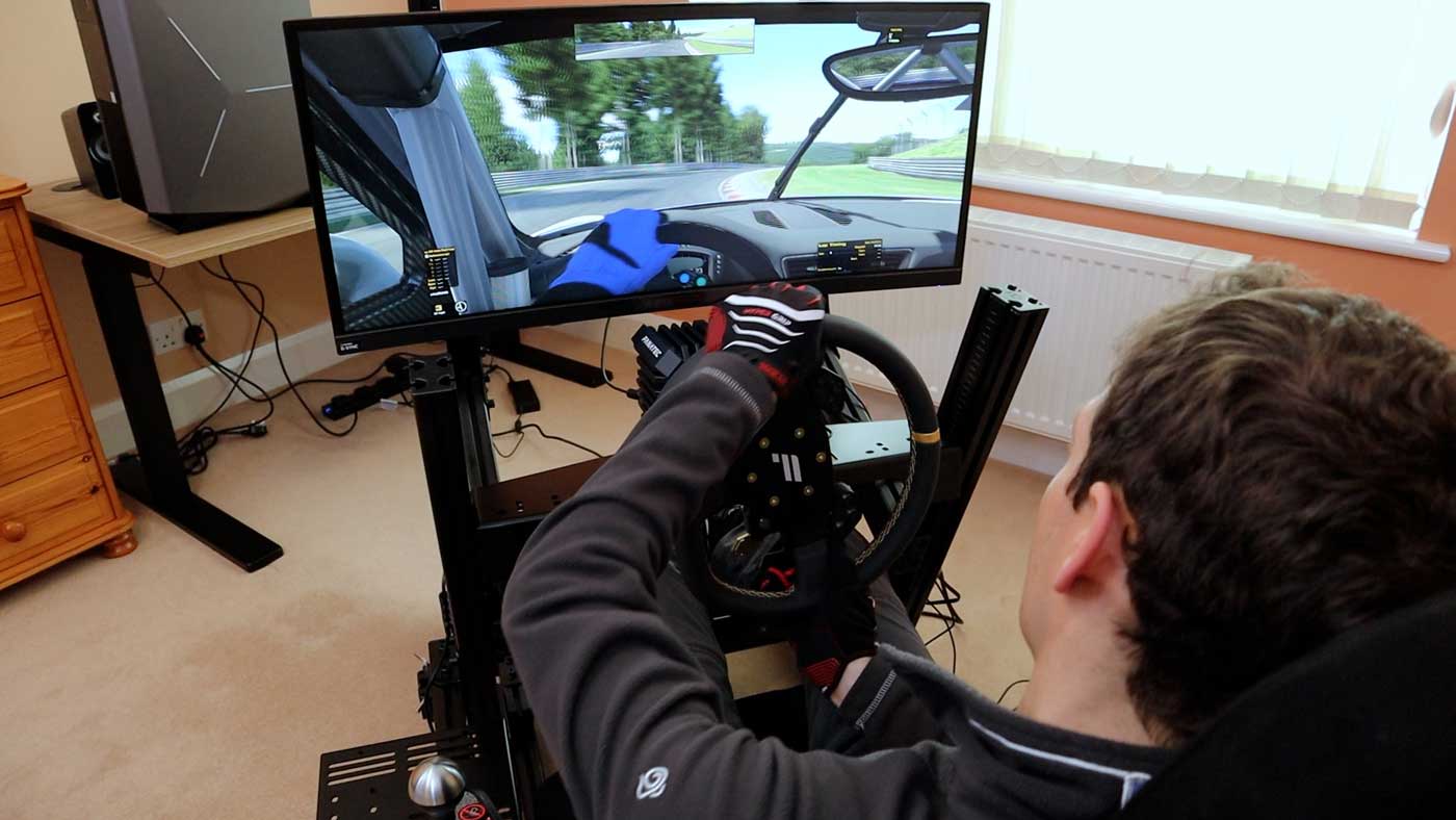 Acer X34 monitor mounted on the Next Level Racing GT Elite cockpit