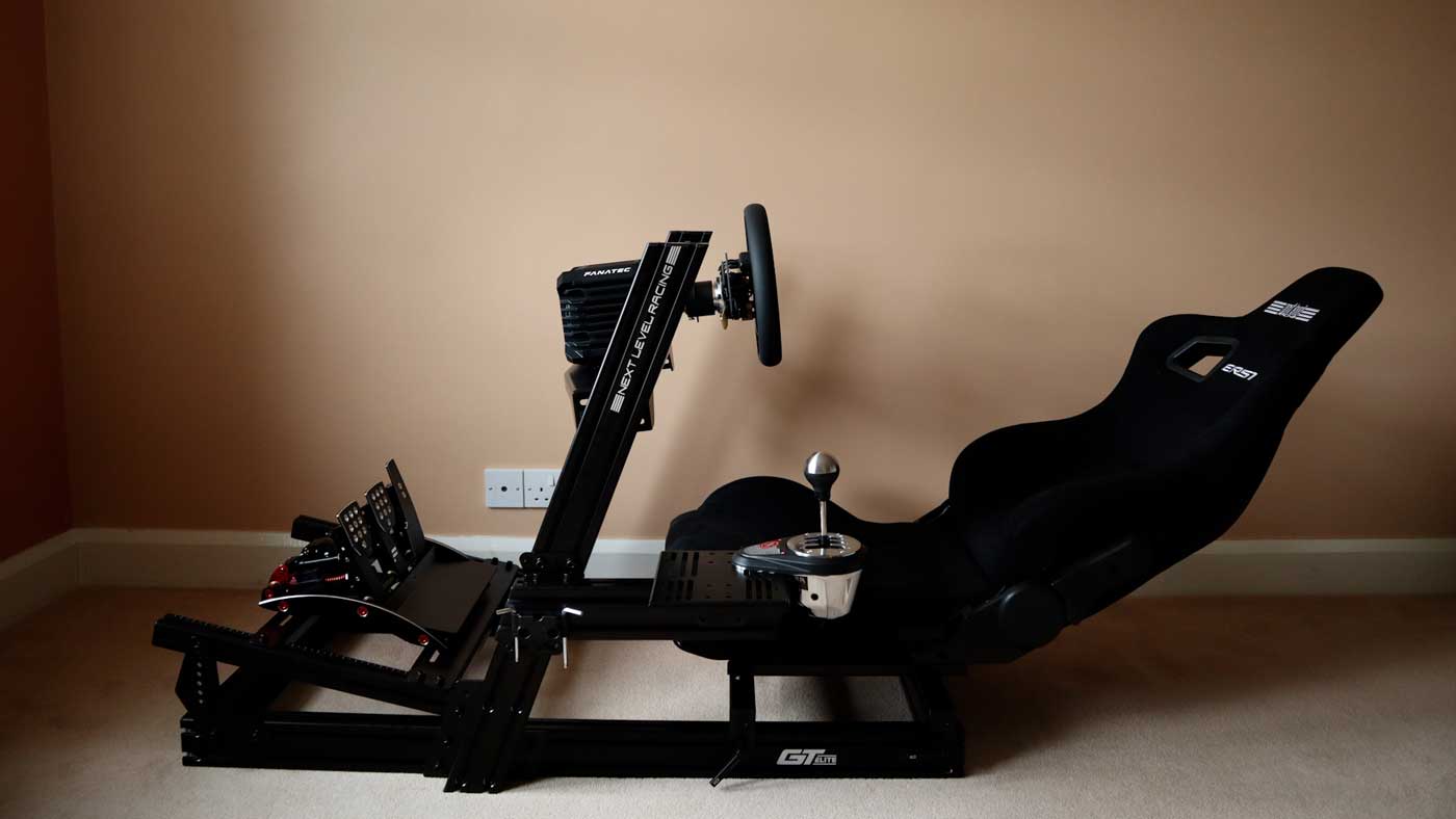 The Next Level Racing ERS1 seat backrest can be reclined through a huge range