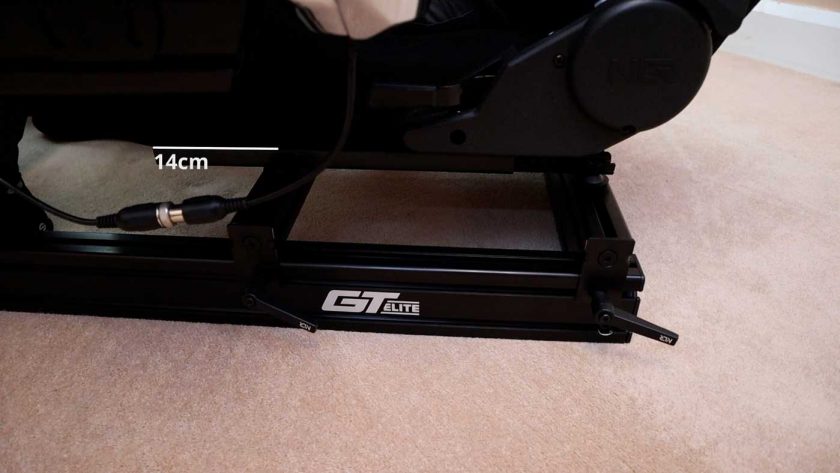 The Next Level Racing ERS1 seat sliders have a 14cm adjustment range